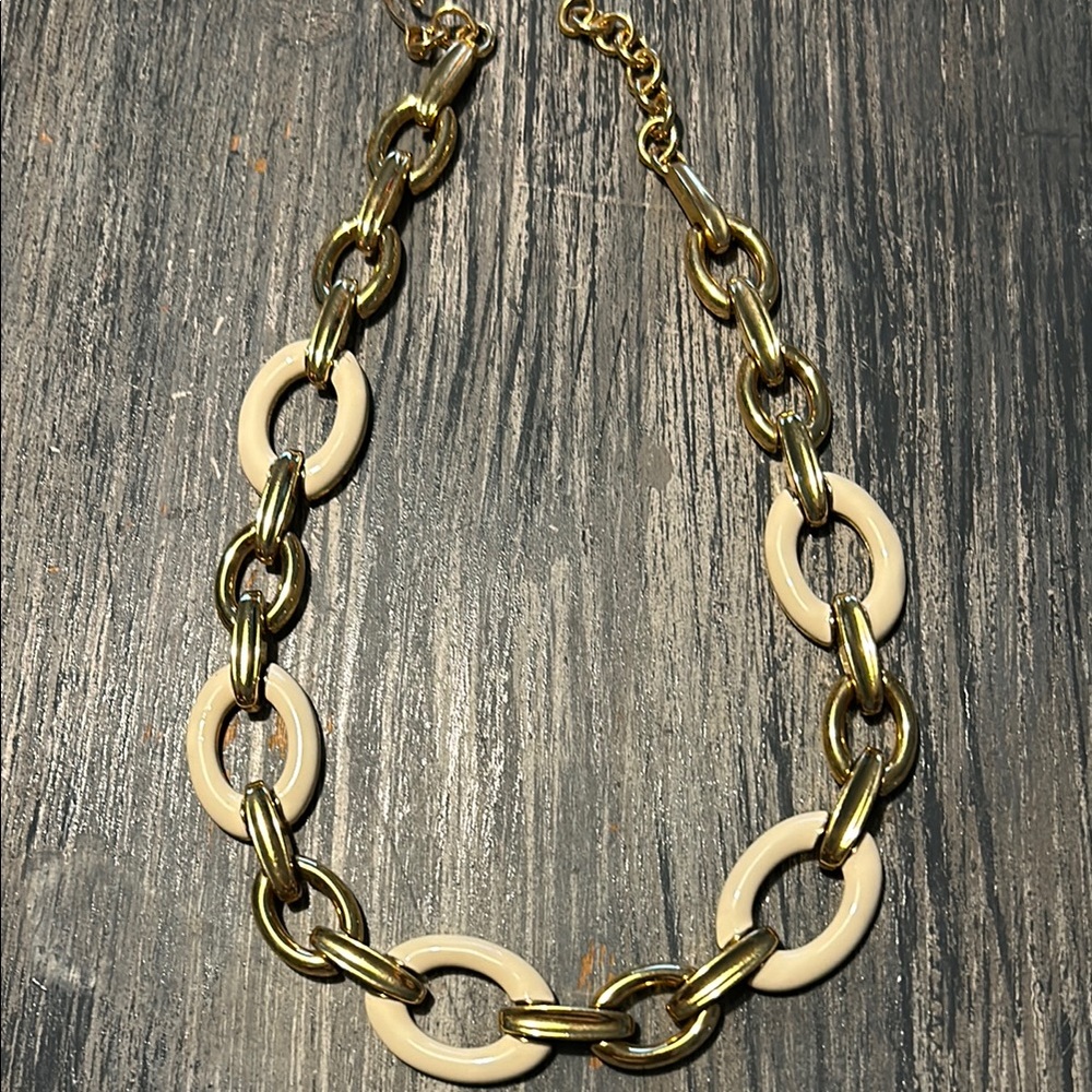 Chic Gold and Cream Link Necklace Quiet Luxury